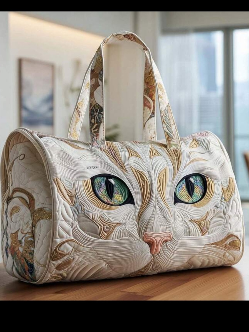 NWT Boho Cat Face Duffle Bag,